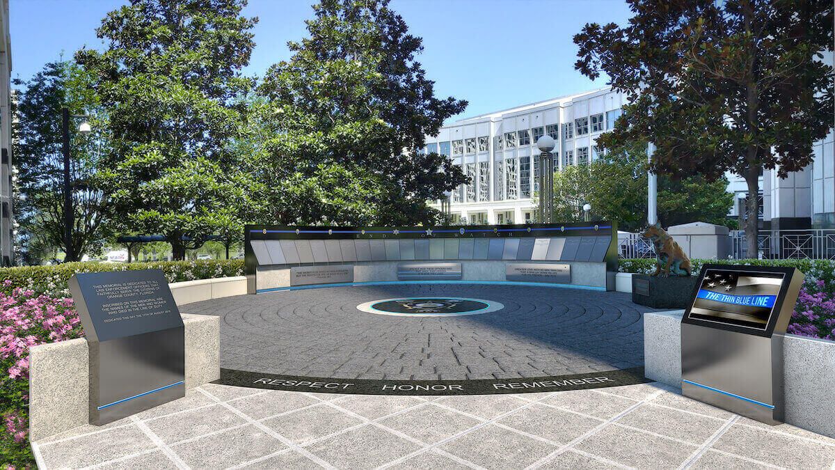 The Orlando police memorial, inscribed Respect · Honor · Remember